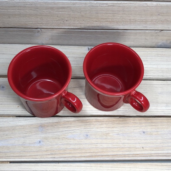 Fiesta Homer Laughlin Company Scarlet Red Tom & Jerry Handle Set/2 Cups Mugs - Picture 6 of 6
